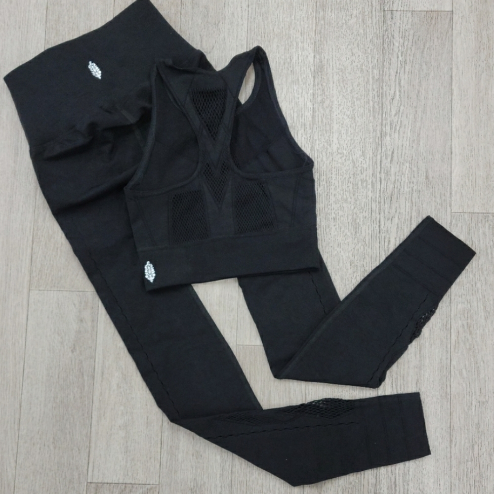Free People Running Through My Mind Black Large Legging & Top Set Large - Picture 3 of 5